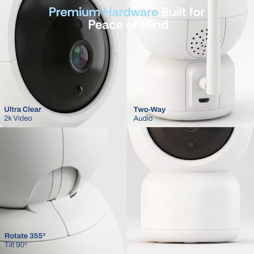 2K Smart Pan Tilt Baby Monitor With Cry & Temperature Alert