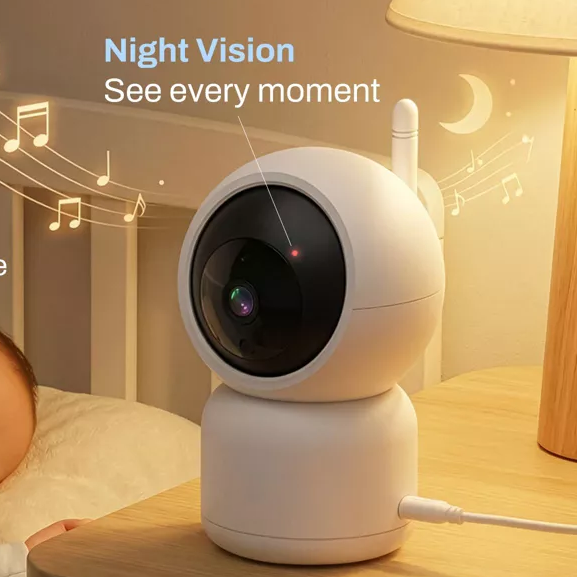 2K Smart Pan Tilt Baby Monitor With Cry & Temperature Alert